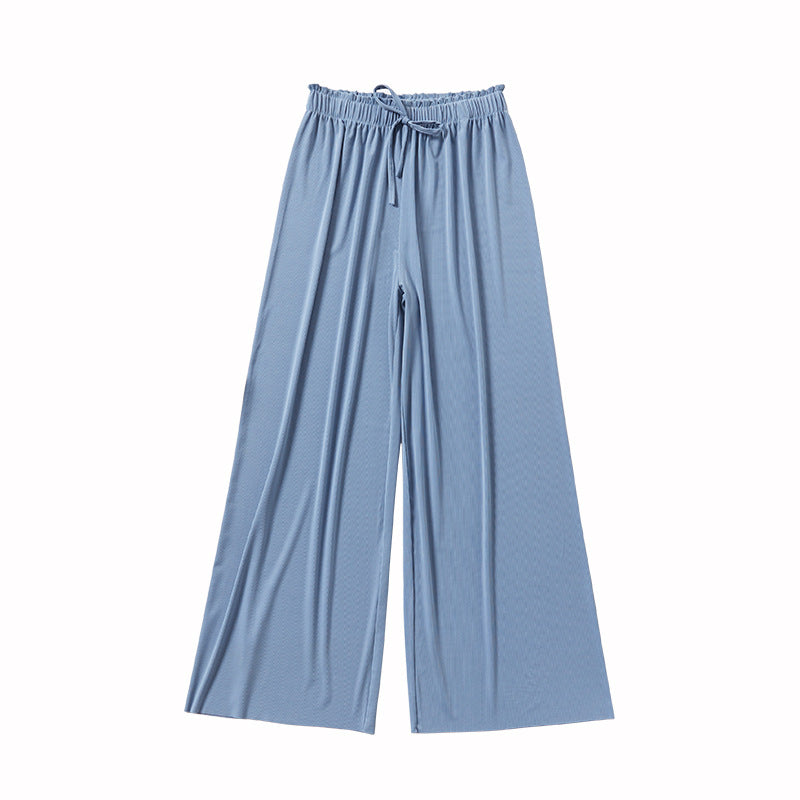 High Waist Loose Casual Ice Silk Wide-leg Pants