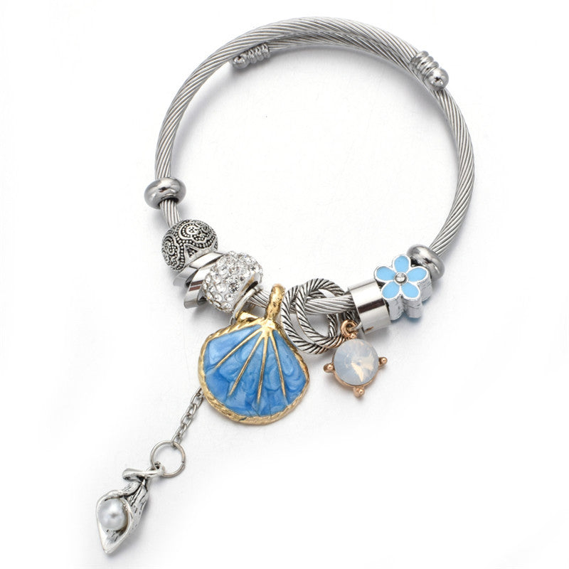 Shell string crystal bracelet