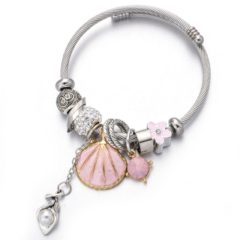 Shell string crystal bracelet