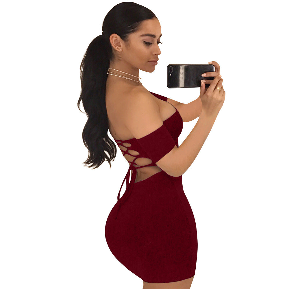 summer sexy short-sleeved bag hip skirt nightclub dress