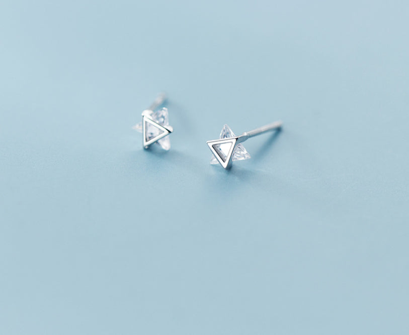 S925 Silver Diamond-studded Triangle Geometric Earrings