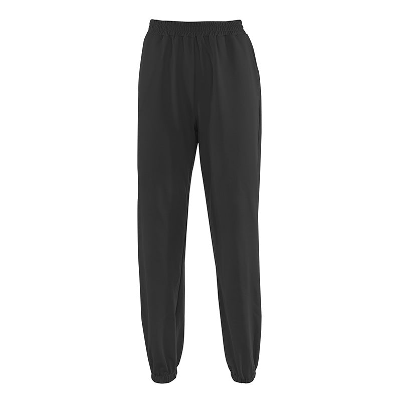 Solid Color Slim-fitting Casual Pants Elastic Waistband Sweatpants