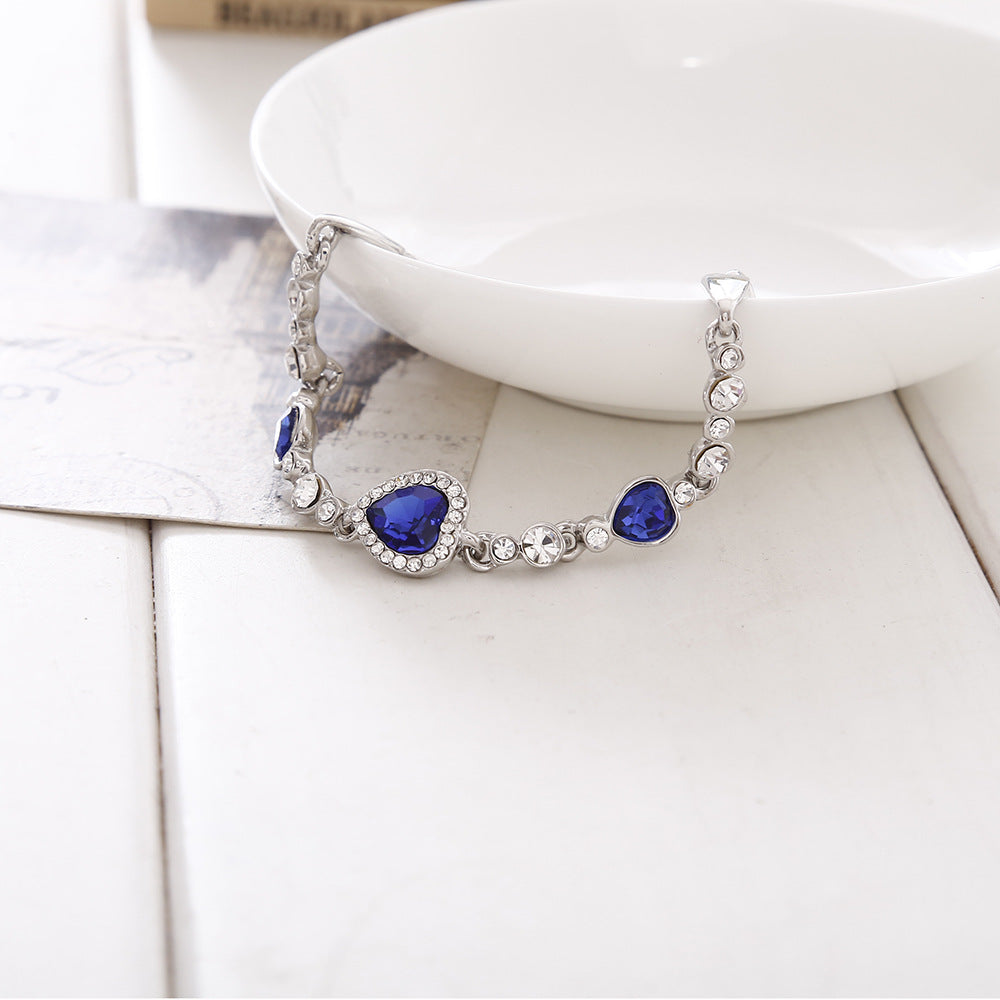 Heart-shaped Crystal Diamond Bracelet