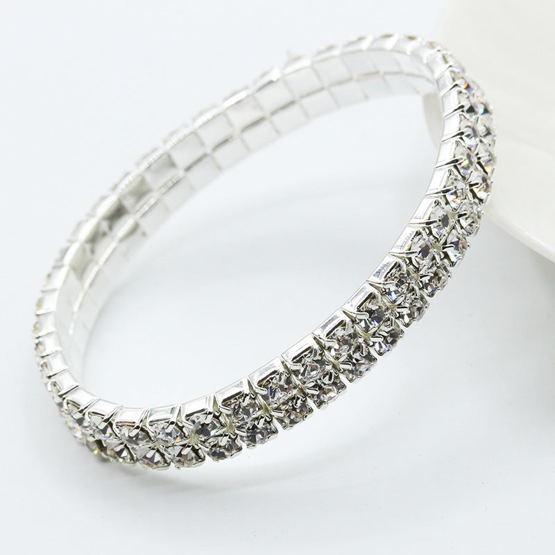 Full Diamond Single Row Elastic Bracelet