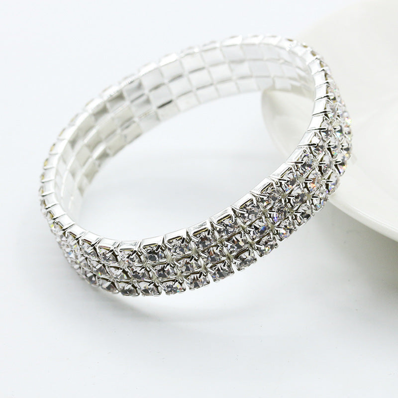 Full Diamond Single Row Elastic Bracelet
