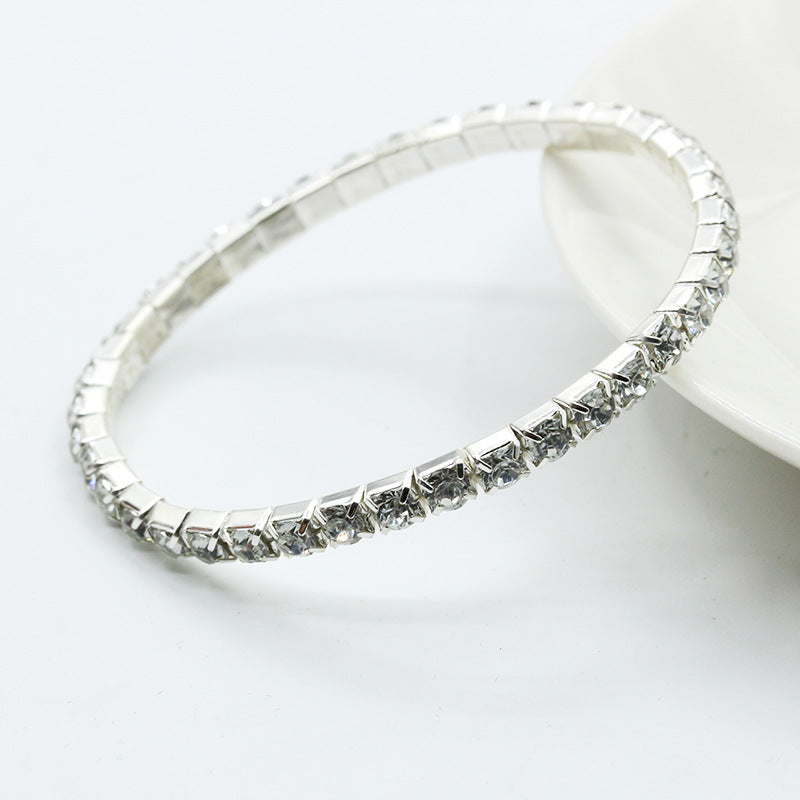 Full Diamond Single Row Elastic Bracelet