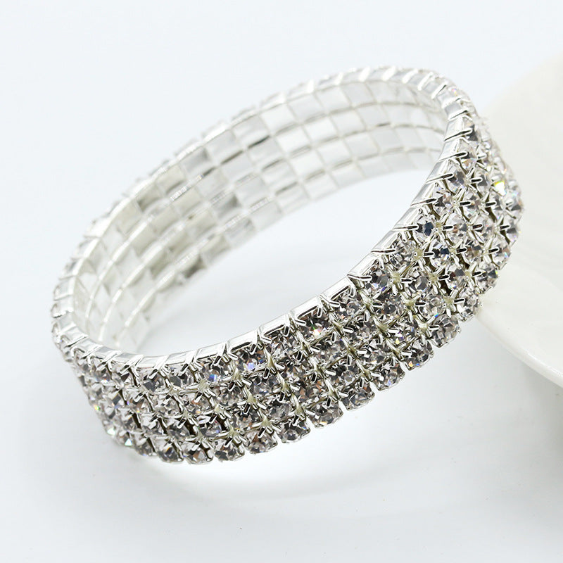 Full Diamond Single Row Elastic Bracelet