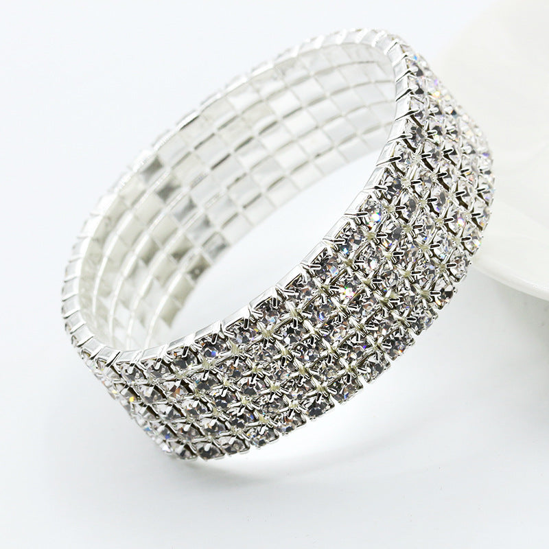 Full Diamond Single Row Elastic Bracelet
