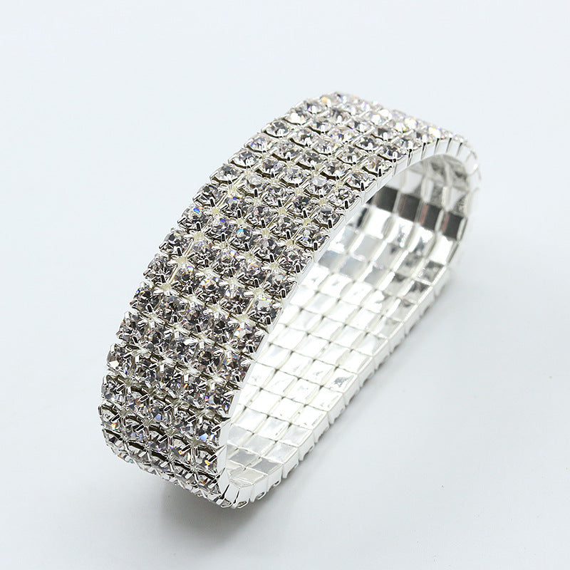 Full Diamond Single Row Elastic Bracelet