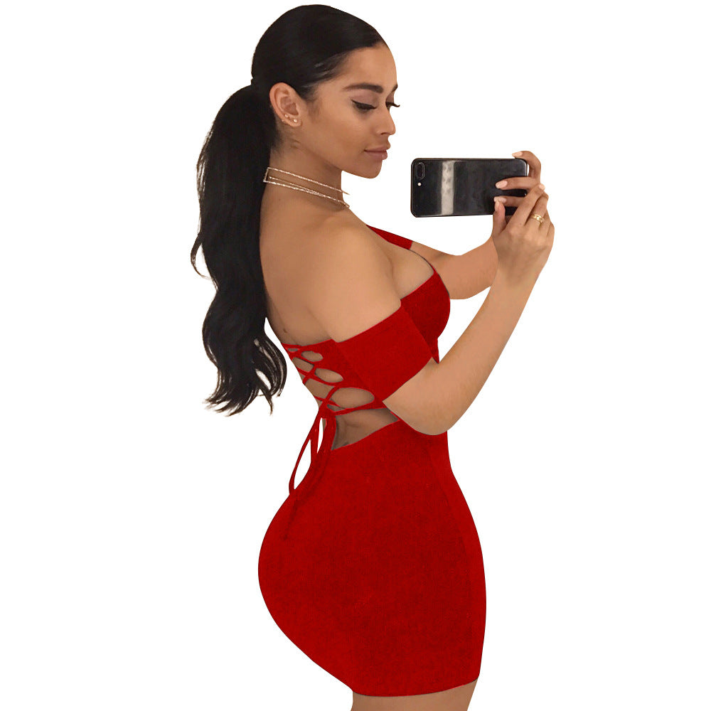 summer sexy short-sleeved bag hip skirt nightclub dress