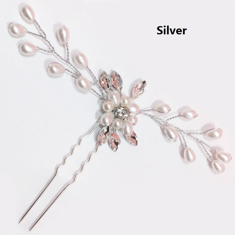 bride handmade pearl crystal Clip Wedding headdress hairpin pin