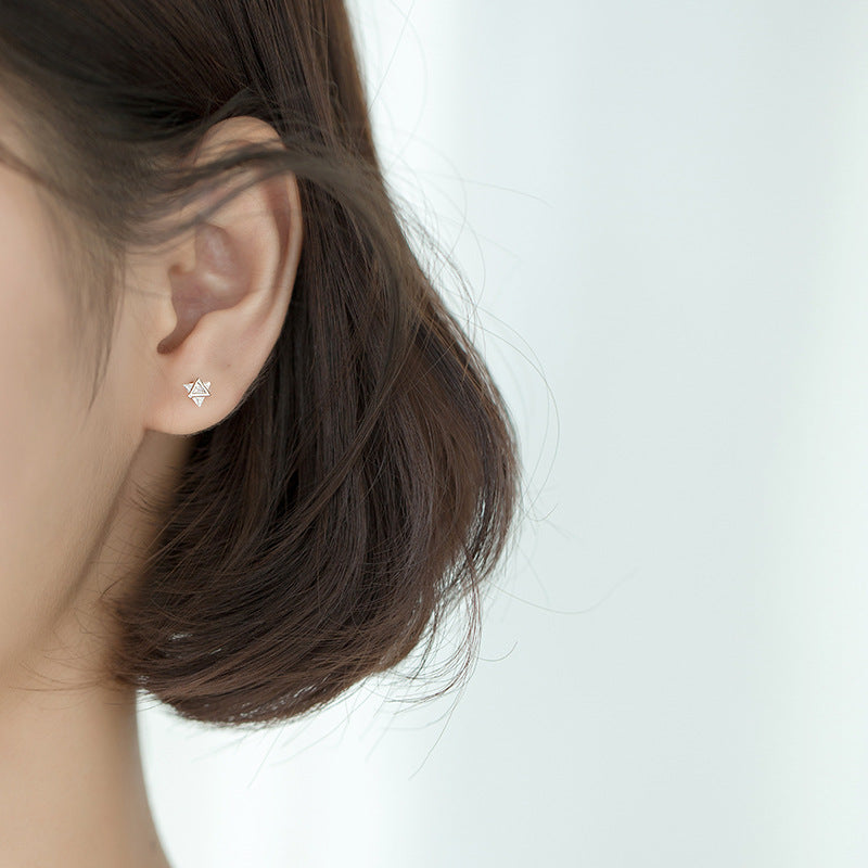S925 Silver Diamond-studded Triangle Geometric Earrings