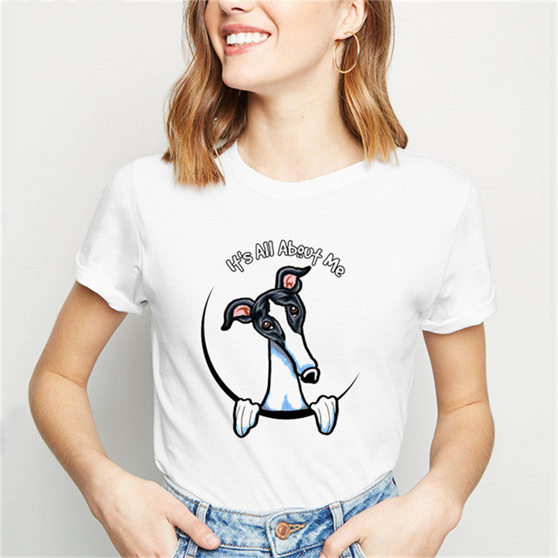 Cute Pet Dog Print Short-Sleeved T-Shirt Men And Women Trend
