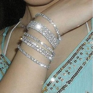 Full Diamond Single Row Elastic Bracelet