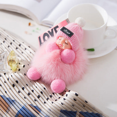 Fur Pendant Sleeping Baby Backpack Pendant