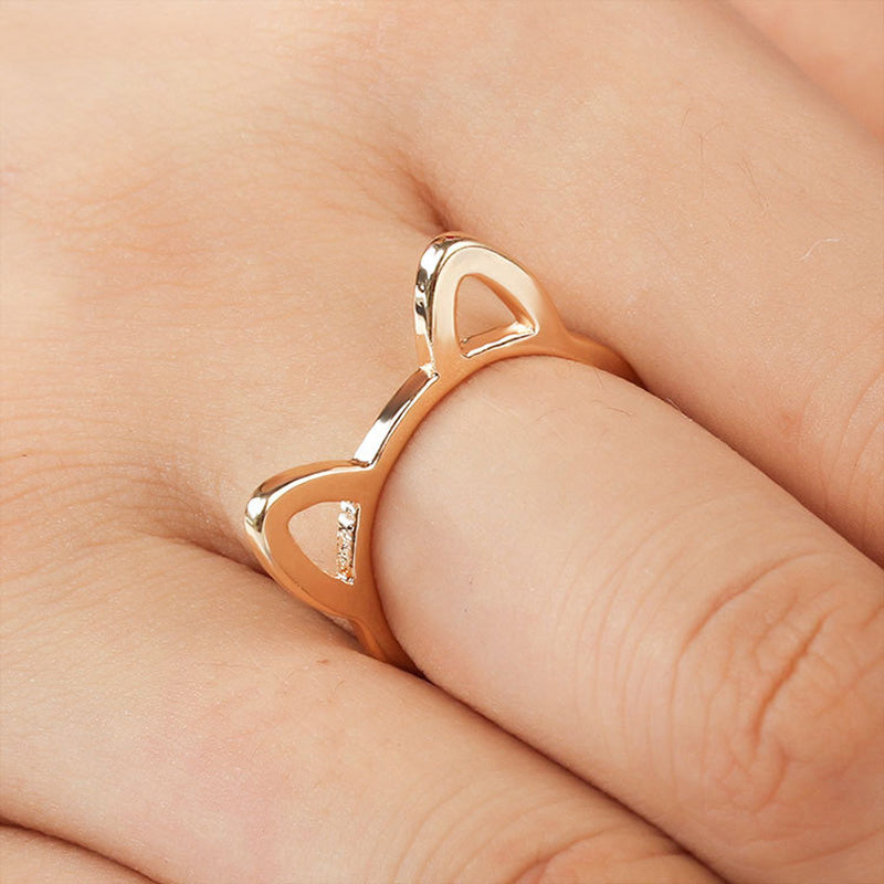 Ms. Cat Ring Green Alloy Plating Kitten Ring