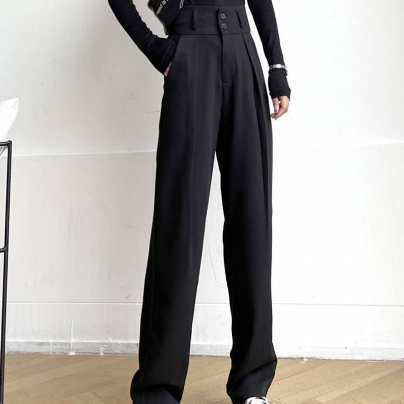 Fall High Waist Loose Straight Suit Pants