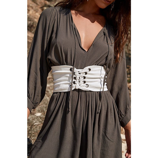 Knitted Solid Color Lace Belt