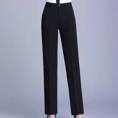 Wide Leg Long Pants Black Professional Straight Pants