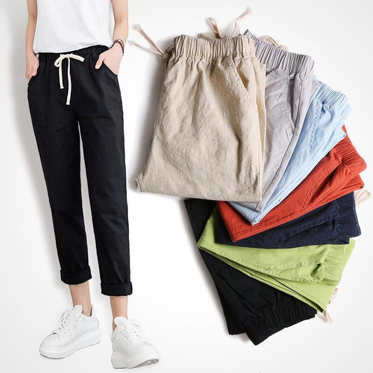 Loose Plus Size Linen Slimming All-match Casual Pants