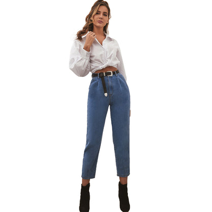 All-match High-waist Ladies Denim Trousers