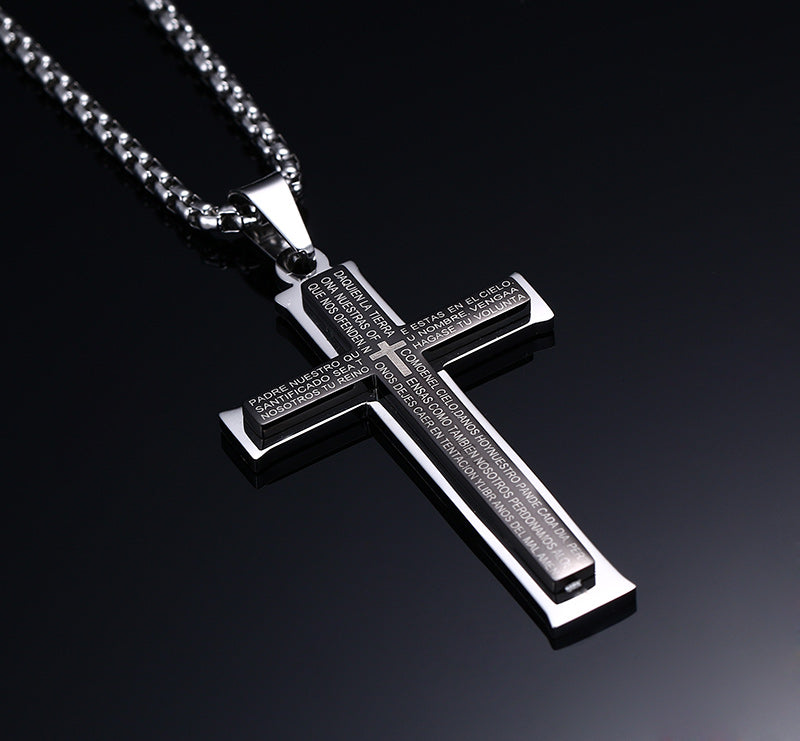 Double Cross Men's Titanium Necklace