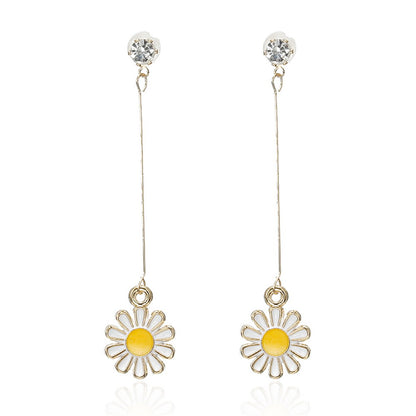 Simple Elegant Flower Ear Line Long Earrings