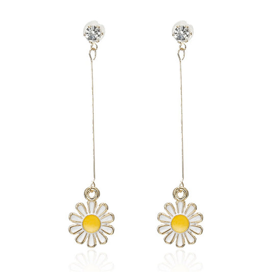 Simple Elegant Flower Ear Line Long Earrings