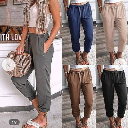 Lace-Up Cropped Low-Rise Slacks