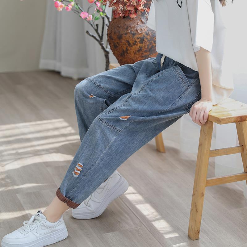 Summer Fashion Ripped Ninth Jeans