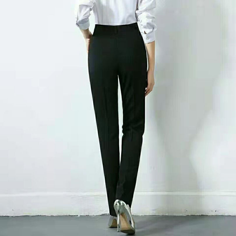 Wide Leg Long Pants Black Professional Straight Pants