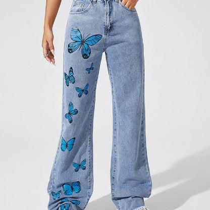 Butterfly Straight Tube Dark Blue Trousers