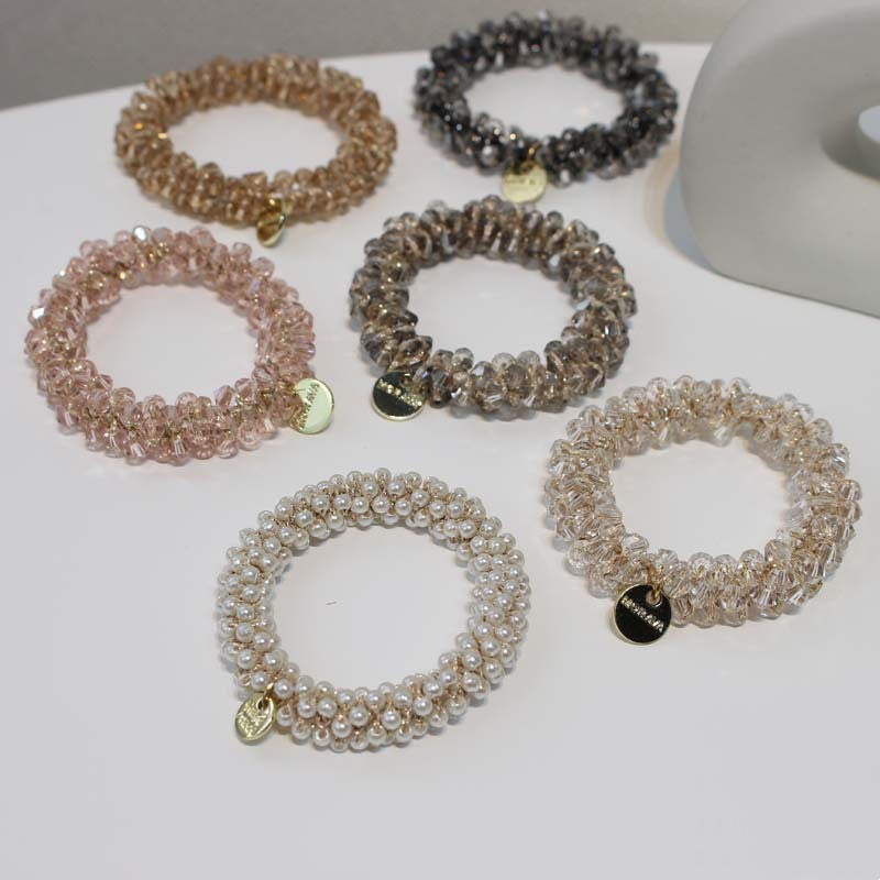 Bracelet Color Crystal Hair Ring Simple Pearl Rubber Band