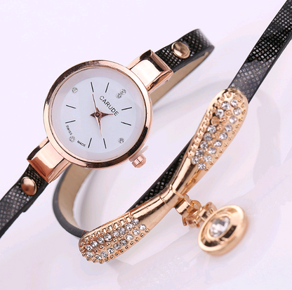 Casual three-ring winding bracelet watch