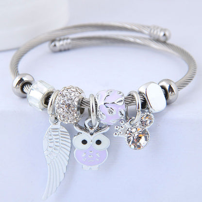 Angel Wings Pendant Stainless Steel Bracelet