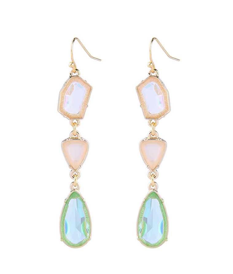 Alloy gemstone crystal drop earrings