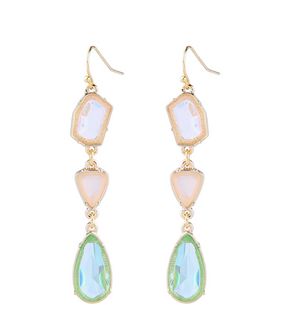 Alloy gemstone crystal drop earrings