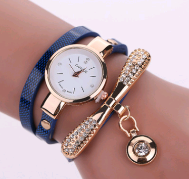 Casual three-ring winding bracelet watch