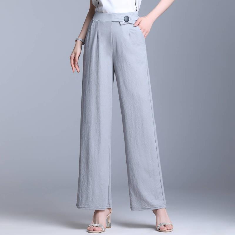 Elastic Waist Straight Leg All-Match Slim Casual Trousers