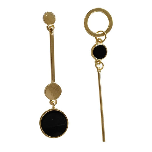 Geometric round long earring