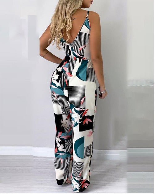 Sling temperament wide-leg jumpsuit