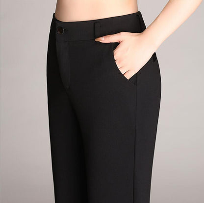 Straight High Waist Work Pants Trousers