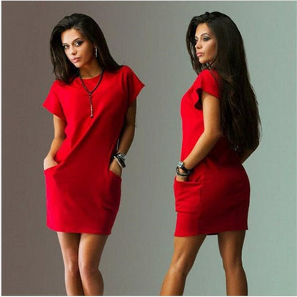 Summer Clothing Casual Short Sleeve O-Neck Dresses