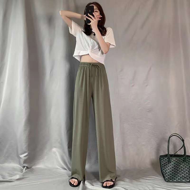 Ice silk wide leg pants