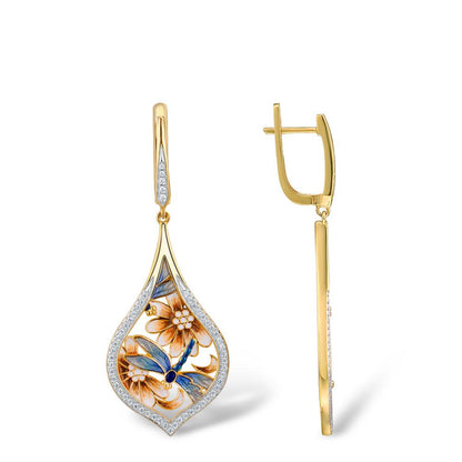 Playful Flower Dripping Full Diamond Earrings