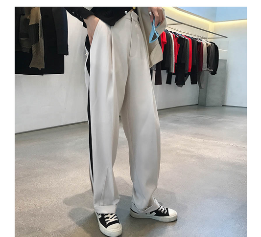 loose slim trousers side stripes casual suit pants