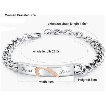 titanium steel love couple bracelet