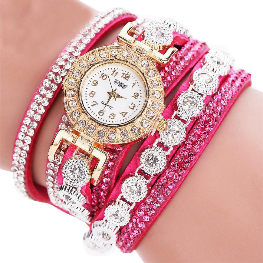 Leather Rhinestone Watch