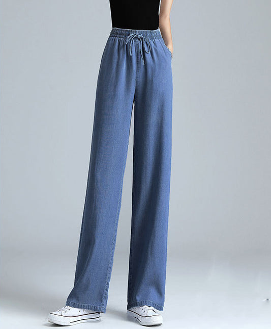 High Waist Draped Straight Loose Ice Silk Wide-leg Pants