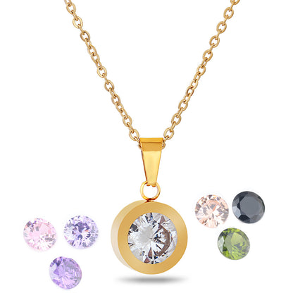 8 colors diamond titanium necklace